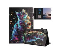 (Musical Note Cat, Multicolor) For iPad Pro 11 (2024) Case Pattern Leather Tablet Cover with Auto Sleep Wake, Card Holder - Butterf