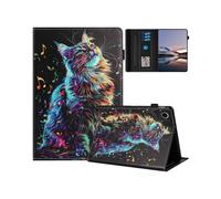 (Musical Note Cat, Multicolor) For Lenovo Tab M10 (Gen 3) Case Pattern Leather Tablet Cover with Auto Sleep Wake, Card Holder - Col