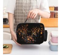 Musical Notes on Dark Background Insulated Lunch Bag for Women Lunch Box Large Capacity, Leakproof Tote with Detachable Handles- 5-Hour Cold/Hot Retention Cooler Bag for Office, Picnic, Camping