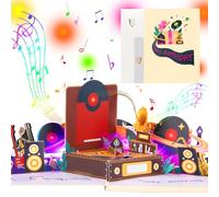 Musical Pop Up Tarjeta de cumpleaños con luces, diseño de tocadiscos 3D, reproduce melodía de feliz cumpleaños, tarjeta de felicitación hecha a mano con sobre, tarjeta de cumpleaños para hombres,