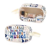 Musical Queen - Bolsa de maquillaje transparente de piel sintética con asa, diseño de agradecimiento por la música, The Music Pu, No