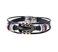 Musician Handwear - Stackable Leather Wrap with Retro Bronze Instrument