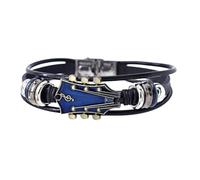 Musician Handwear - Stackable Leather Wrap with Retro Bronze Instrument