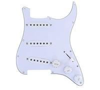 Musiclily 11 Agujeros SSS Pickguard Golpeador con Set de Pastillas Precableado para Guitarra Eléctrica Estilo ST,3 capas Blanco