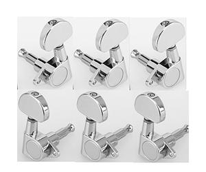 Musiclily 3L3R Guitarra Clavijas de Afinación Clavijero de Repuesto para Guitarra Eléctrica Acústica, Botón de Media Luna Cromado