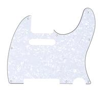 Musiclily 8 Agujeros Tele Pickguard Guitarra Golpeador para Guitarra Eléctrica Fender American/México Standard Telecaster Estilo Moderno, 4 capas White Pearl