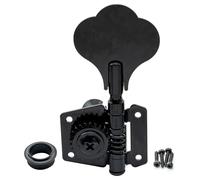 Musiclily Basic 24:1 Ratio Individuales Open Gear Clavija de Afinación Lado Agudo Clavijero con Botón Clover para para Bajo Eléctrico tipo Ibanez, Negro