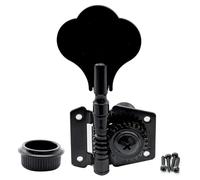 Musiclily Basic 24:1 Ratio Individuales Open Gear Clavija de Afinación Lado Graves Clavijero con Botón Clover para para Bajo Eléctrico tipo Ibanez, Negro