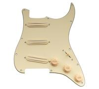 Musiclily Basic ST-SSS Golpeador Precableado Pickguard Cargado Completo con Humbucker Mini Rail Cerámico para Guitarra Eléctrica Tipo Strat, 3 capas Crema