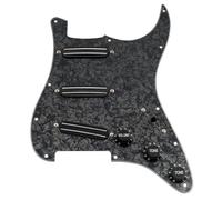 Musiclily Basic ST-SSS Golpeador Precableado Pickguard Cargado Completo con Humbucker Mini Rail Cerámico para Guitarra Eléctrica Tipo Strat, 4 capas Black Pearl