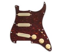 Musiclily Basic ST-SSS Golpeador Precableado Pickguard Cargado Completo con Humbucker Mini Rail Cerámico para Guitarra Eléctrica Tipo Strat, 4 capas Red Tortoise