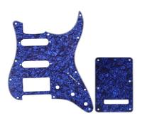 Musiclily HSS Set de Pickguard Golpeador y Placa Trasera Strat para Fender American/México Standard Stratocaster Estilo Moderno, 4 capas Blue Pearl