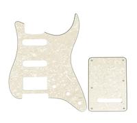Musiclily HSS Set de Pickguard Golpeador y Placa Trasera Strat para Fender American/México Standard Stratocaster Estilo Moderno, 4 capas Parchment Pearl