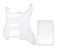 Musiclily HSS Set de Pickguard Golpeador y Placa Trasera Strat para Fender American/México Standard Stratocaster Estilo Moderno,3 capas Blanco