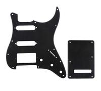 Musiclily HSS Set de Pickguard Golpeador y Placa Trasera Strat para Fender American/México Standard Stratocaster Estilo Moderno, 1 capa Negro