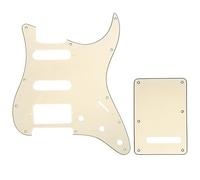 Musiclily HSS Set de Pickguard Golpeador y Placa Trasera Strat para Fender American/México Standard Stratocaster Estilo Moderno, 3 capas Crema