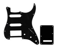 Musiclily HSS Set de Pickguard Golpeador y Placa Trasera Strat para Fender American/México Standard Stratocaster Estilo Moderno, 3 capas Negro