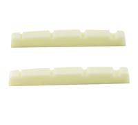 Musiclily Plástico de Resina Urea 42.3mm Ranurada Cejuela Superior Jazz Bass Nut Base Plana para Bajo Eléctrico 4 Cuerdas,Marfil(2 Piezas)