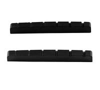 Musiclily Plástico de Resina Urea Ranurada 42mm Cejuela Superior Tipo Strato Tele Nut Base Plana para Guitarra Eléctrica Stratocaster/Telecaster 6 Cuerdas, Negro(2 Piezas)