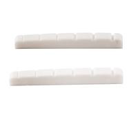 Musiclily Plástico de Resina Urea Ranurada 42mm Cejuela Superior Tipo Strato Tele Nut Base Plana para Guitarra Eléctrica Stratocaster/Telecaster 6 Cuerdas, Blanco(2 Piezas)