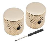 Musiclily Pro 1/4" Acero Botón de Potenciómetro Punta Plana con Tornillo Fijación Ajuste Universal Knobs Perillas para Guitarra Eléctrica o Bajo, Dorado(2 Piezas)