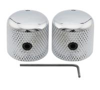 Musiclily Pro 1/4" Acero Estriado Fino Botón de Potenciómetro Dome con Tornillo Fijación y Punto Indicador Ajuste Universal Knobs Perillas para Guitarra Eléctrica o Bajo, Cromado(2 Piezas)