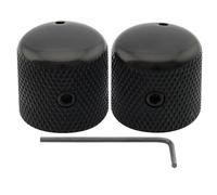 Musiclily Pro 1/4" Acero Estriado Fino Botón de Potenciómetro Dome con Tornillo Fijación y Punto Indicador Ajuste Universal Knobs Perillas para Guitarra Eléctrica o Bajo, Negro(2 Piezas)