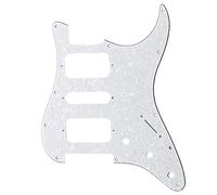 Musiclily Pro 11 Agujero Round Corner HSH Golpeador Strato Pickguard para Guitarra Eléctrica American/Mexican Fender Standard Stratocaster, 4 capas White Pearl