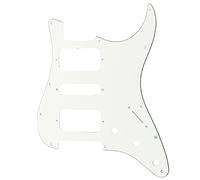 Musiclily Pro 11 Agujero Round Corner HSH Golpeador Strato Pickguard para Guitarra Eléctrica American/Mexican Fender Standard Stratocaster, 3 capas Blanco