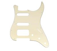 Musiclily Pro 11 Agujeros Esquina Redonda HSS Golpeador ST para Guitarra Eléctrica Tipo Strat Humbucker Descubierta, 3 capas Crema