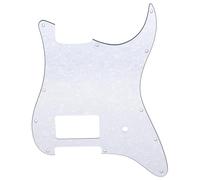 Musiclily Pro 11 Agujeros Golpeador 1 Humbucker y Pot 4 Capas White Pearl | para Guitarra Eléctrica Estilo Fender Tom Delonge Strat USA/México