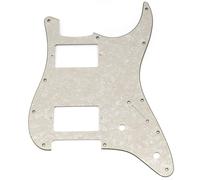 Musiclily Pro 11 Agujeros Golpeador ST Guitarra HH Pickguard Con Agujeros para 2 Humbucker Cubierto 2 Potenciómetros para Guitarra Eléctrica tipo Fender Squier Strat, 4 capas Aged White Pearl