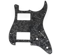 Musiclily Pro 11 Agujeros Golpeador ST Guitarra HH Pickguard Con Agujeros para 2 Humbucker Cubierto 2 Potenciómetros para Guitarra Eléctrica tipo Fender Squier Strat, 4 capas Black Pearl