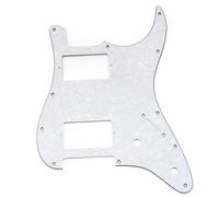 Musiclily Pro 11 Agujeros Golpeador ST Guitarra HH Pickguard Con Agujeros para 2 Humbucker Cubierto 2 Potenciómetros para Guitarra Eléctrica tipo Fender Squier Strat, 4 capas White Pearl