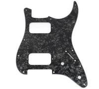 Musiclily Pro 11 Agujeros Golpeador ST Guitarra HH Pickguard Con Agujeros para Esquina Redonda 2 Humbucker 2 Potenciómetros para Guitarra Eléctrica tipo Fender Squier Strat, 4 capas Black Pearl