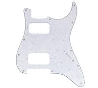Musiclily Pro 11 Agujeros HH Golpeador ST Mini Switch 4 capas White Pearl | Con Agujeros para Esquina Redonda 2 Humbucker 2 Potenciómetros,para Guitarra Eléctrica tipo Fender Squier Strat
