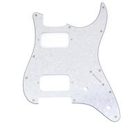 Musiclily Pro 11 Agujeros HH Golpeador ST Pickguard 4 capas White Pearl | Con Agujeros para Esquina Redonda 2 Humbucker 2 Potenciómetros, para Guitarra Eléctrica tipo Fender Squier Strat