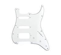 Musiclily Pro 11 Agujeros Round Corner HSS Guitar Strat Pickguard Golpeador para Estados Unidos/Mexicana Stratocaster 3 Tornillos para Pastilla del Humbucker, 3 capas Pergamino