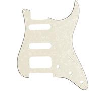 Musiclily Pro 11 Agujeros Round Corner HSS Guitar Strat Pickguard Golpeador para Estados Unidos/Mexicana Stratocaster 3 Tornillos para Pastilla del Humbucker, 4 capas Parchment Pearl