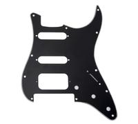 Musiclily Pro 11 Agujeros Round Corner HSS Guitar Strat Pickguard Golpeador para Estados Unidos/Mexicana Stratocaster Pastillas Abierta con Floyd Puente Cut, 3 capas Negro