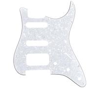 Musiclily Pro 11 Agujeros Round Corner HSS Guitar Strat Pickguard Golpeador para Estados Unidos/Mexicana Stratocaster 3 Tornillos para Pastilla del Humbucker, 3 capas White Pearl