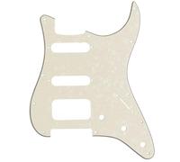 Musiclily Pro 11 Agujeros Round Corner HSS Guitar Strat Pickguard Golpeador para Estados Unidos/Mexicana Stratocaster Pastillas del Humbucker, 4 capas Parchment Pearl