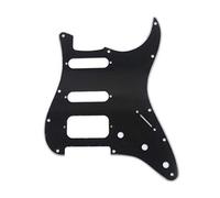 Musiclily Pro 11 Agujeros Round Corner HSS Guitar Strat Pickguard Golpeador para Estados Unidos/Mexicana Stratocaster Pastillas Abierta, 3 capas Negro