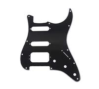 Musiclily Pro 11 Agujeros Round Corner HSS Guitar Strat Pickguard Golpeador para Estados Unidos/Mexicana Stratocaster 3 Tornillos para Pastilla del Humbucker, 3 capas Negro