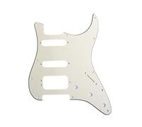 Musiclily Pro 11 Agujeros Round Corner HSS Guitar Strat Pickguard Golpeador para Estados Unidos/Mexicana Stratocaster 3 Tornillos para Pastilla del Humbucker, 3 capas Crema