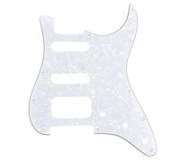 Musiclily Pro 11 Agujeros Round Corner HSS Guitar Strat Pickguard Golpeador para Estados Unidos/Mexicana Stratocaster Pastillas Abierta, 4 capas White Pearl
