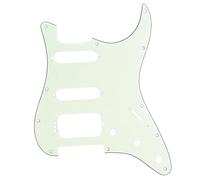Musiclily Pro 11 Agujeros Round Corner HSS Guitar Strat Pickguard Golpeador para USA/Mexicana Stratocaster 4 Tornillos para Pastilla del Humbucker, 3 capas Ivory Mint