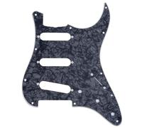 Musiclily Pro 11 Agujeros SSS 62 Strat Pickguard Golpeador Guitarra para MIJ JPN Japan Stratocaster,4 capas Black Pearl