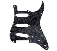 Musiclily Pro 11 Agujeros SSS 72 o 64 Strat Pickguard Golpeador Guitarra para MIJ JPN Japan Stratocaster, 4 capas Black Pearl