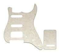Musiclily Pro 11 Agujeros ST Golpeador y Placa Trasera para Guitarra Eléctrica Squier Sonic Strat HSS, 4 capas Aged White Pearl